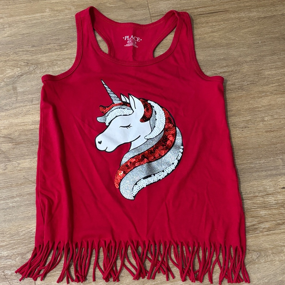 π‘Place Red Unicorn Tank Top. Size 7/8